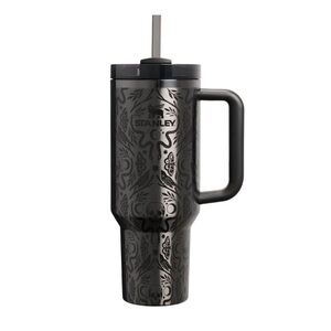 HALLOWEEN Stanley Black Tumbler with Artistic Design and Straw